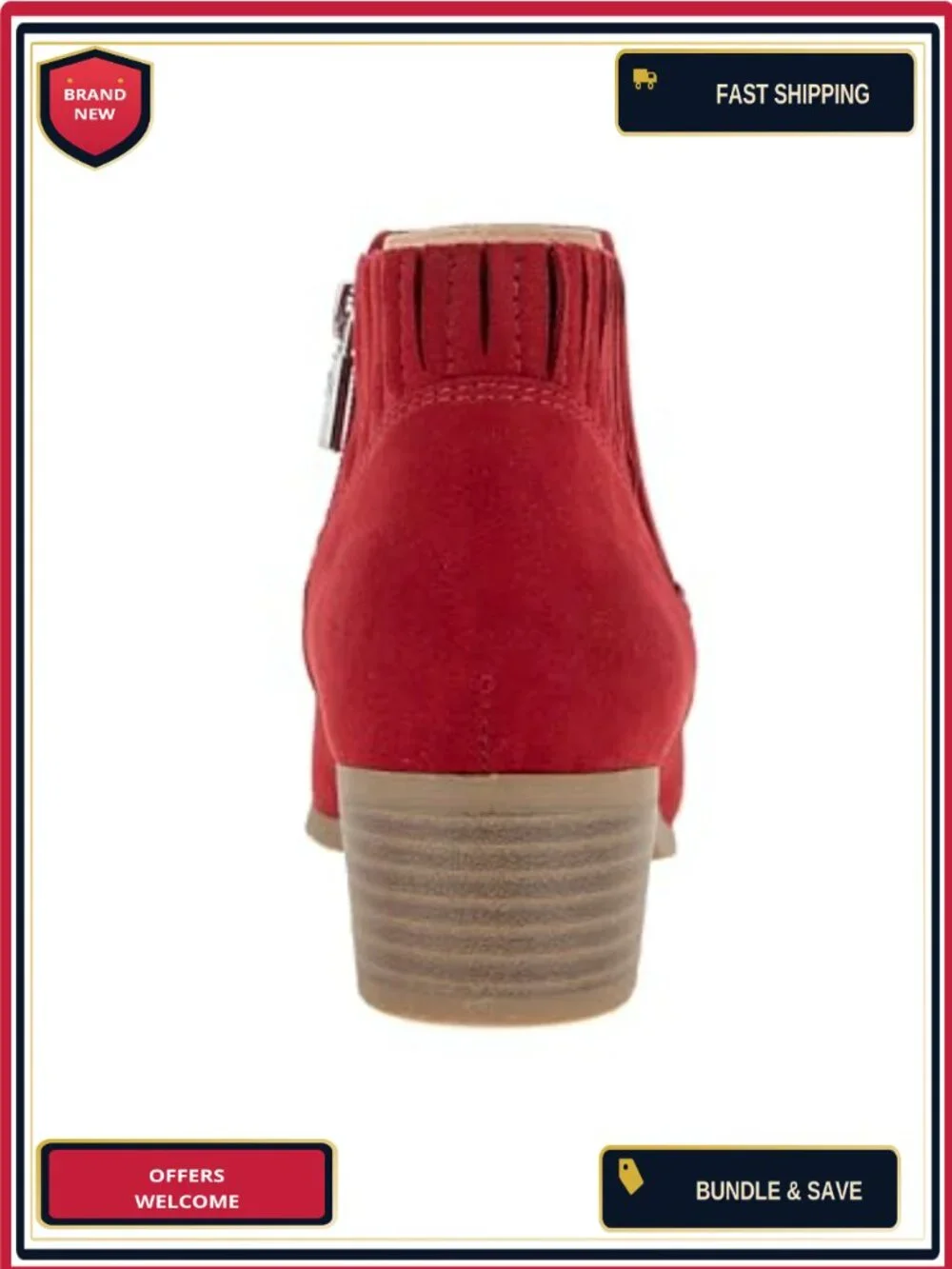 Block Heel Ankle Bootie with Inside Zip Synthetic